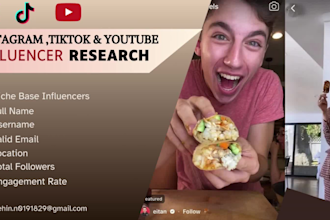 research youtube, ig, and tiktok influencers that specialize in a certain niche