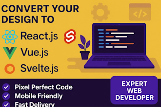 create custom website using react js vue js svelte