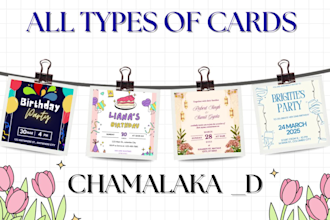 design  birthday card, wedding, party and all type of invitation