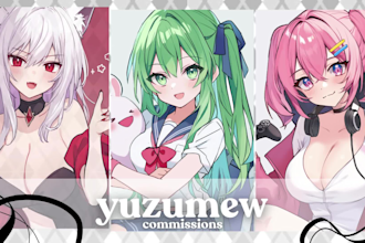 draw awesome anime art character, vtuber art, fanart, illustration