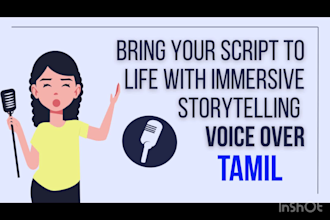 do tamil voice over for your podcast, audiobooks, and more