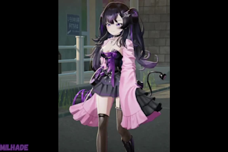 design vrc avatar, live2d vtuber, anime style, vtuber rig for vseeface, twitch