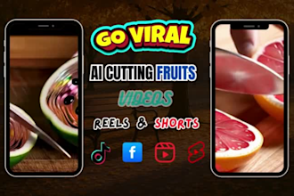create viral asmr ai cutting fruits video for youtube shorts, reels, tiktok