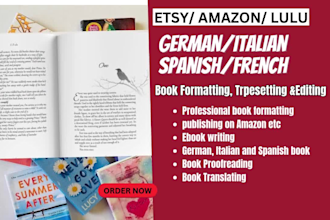 format, design, typeset german book, french manuscript, spanish book, amazon kdp