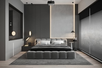 render 3d apartment interior, bedroom, living room, kitchen, bathroom