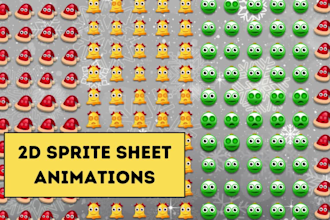design 2d game character sprite sheet animations and pixel art