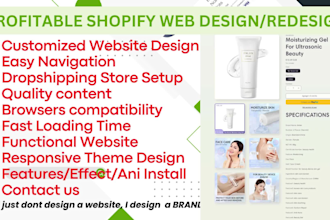 shopify website design, dropshipping store, shopify web development
