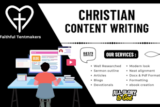 write christian sermon, blog, articles and devotionals