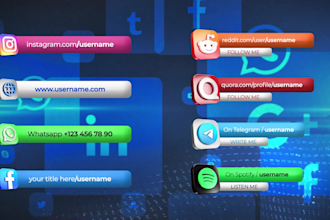 create 3d social media lower thirds with transparent background