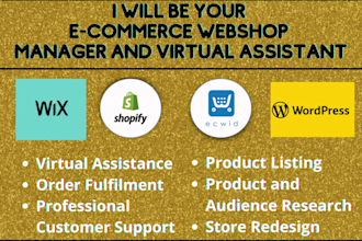 manage, design, virtual assist your shopify, wix, wordpress website or store