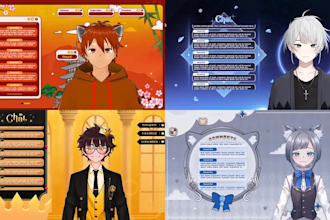 design anime vtuber twitch or youtube stream overlay