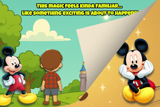 create a custom disney trip reveal video book in the voice of mickey mouse