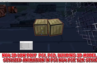 n64 3d low poly ps1 ps2 building 3d model stylized animation in psx y2k style