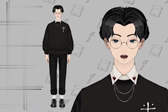 draw 2d vtuber model, live 2d vtuber model and vtuber rigging for streaming