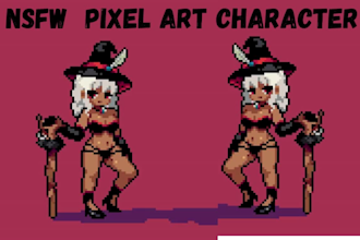 make nsfw pixel art character pixel sprite sheet animation for rpg video games