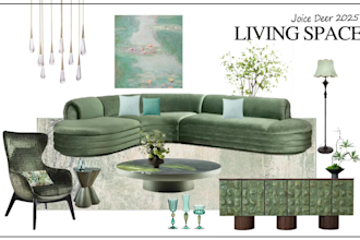 modern interior mood boards with shopping list 3d visuals