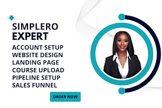setup simplero  website design, landing page, course upload