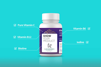 animate a 360 ad highlights of your pill bottle product