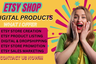 do etsy store creation etsy digital prouct etsy seo etsy promoting