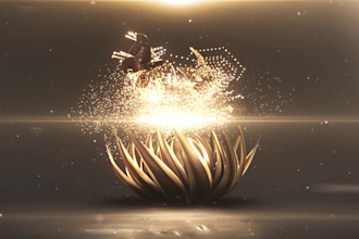create golden lotus flower logo animation