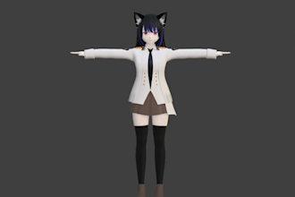 do 3d vrchat vroid avatar character in anime style