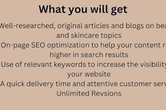 write SEO articles for beauty and skincare blog