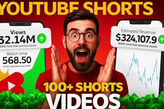create youtube shorts channel with 100 shorts videos