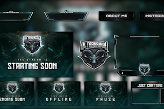 design animated stream overlay, twitch overlay, banner emotes, twitch logo, kick