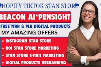 shopify store design,shopify digital product store, stan store beacons ai payhip
