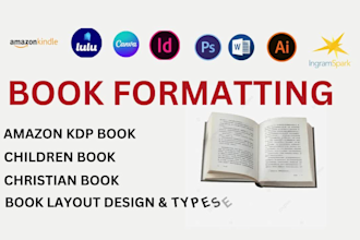 do book editing and formatting , book layout design and book typesetting