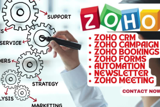 set up zoho CRM mail site books desk campaigns forms sales pipeline automation