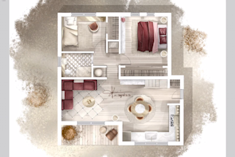 illustrate your 2d floor plan in color