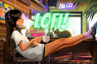 create 10 hour lofi hip hop chill music videos