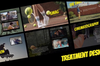 design a cinematic pitch deck presentation, film treatment for your shooting