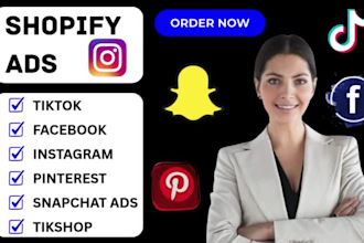setup shopify ads tiktok facebook instagram pinterest snapchat ads tikshop