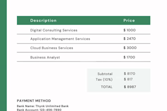 create an invoice in a format of your choice