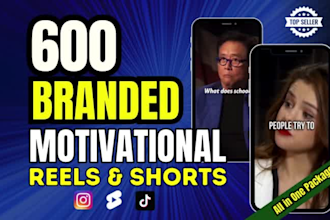 create 600 luxury motivational instagram reels, youtube shorts and tik toks