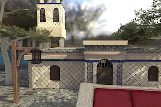 do stylized 3d game assets, environment model with pbr texturing for game