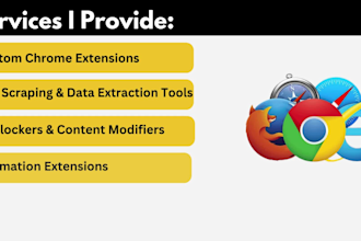 develop chrome extensions, web automation bot, data scrapper