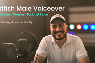 record your real british podcast intro or outro voice over