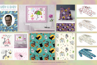 create seamless patterns for kids wear, baby clothing