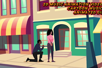 create 2d music video, animated gif, cartoon music video, kids cartoon animation