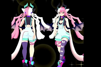 draw and rig 2d vtuber model, 3d vtuber, vroid fanart for vtuber art commissions