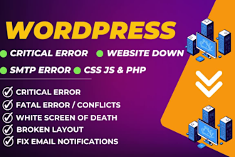 fix wordpress issues errors bugs critical errors, and elementor error
