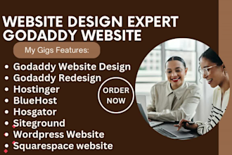 build  website on godaddy, bluehost, hostinger siteground, wordpress, wix