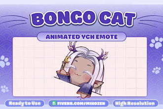 create a cute chibi bongo cat emote ych animation of your oc