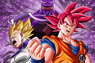draw dragon ball, z, gt, super, heroes, daima, af or original characters for you