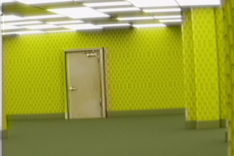 a high quality backrooms or liminal space animation