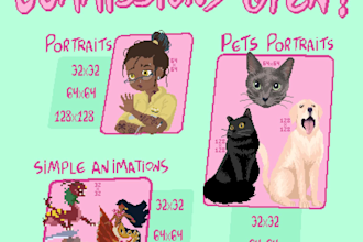 make a animated pixel art portrait for you or ur pet