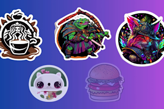 design custom sticker logo sticker and watercolor sticker